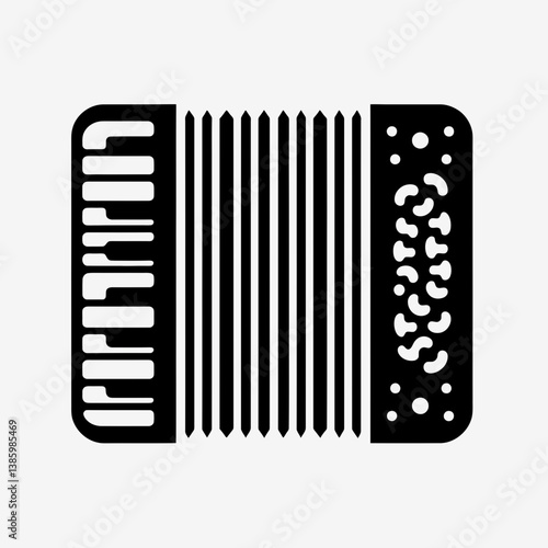  very simple flat and single minimalist Accordion Keys Silhouettes in black on a white background 