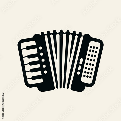  very simple flat and single minimalist Accordion Keys Silhouettes in black on a white background 