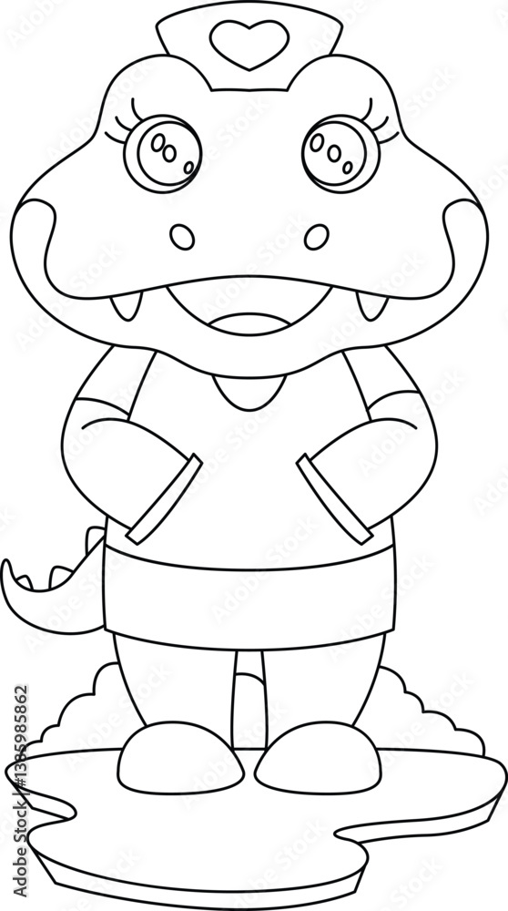 Fototapeta premium Crocodile Nurse Animal Vector Graphic Art Illustration