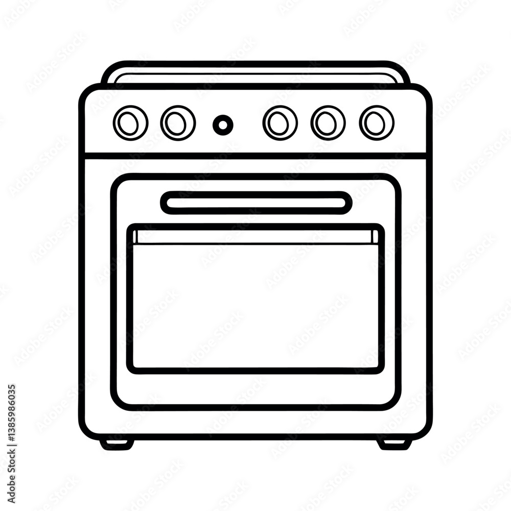 Oven Appliance Outline Vector Isolated on White
Oven Appliance Outline Vector Isolated on White