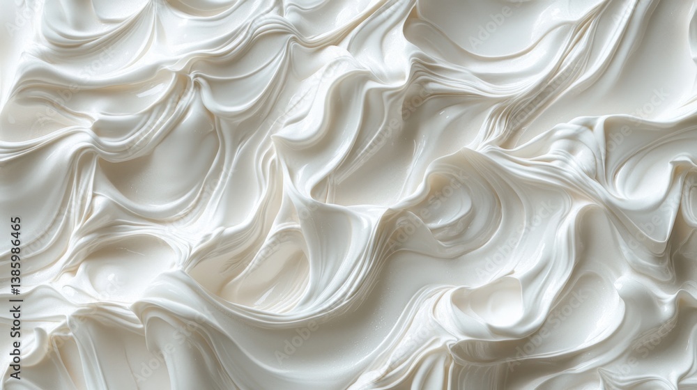 Fototapeta premium Abstract Whipped Cream Texture: A Study in Creamy Swirls and Delicate Curves