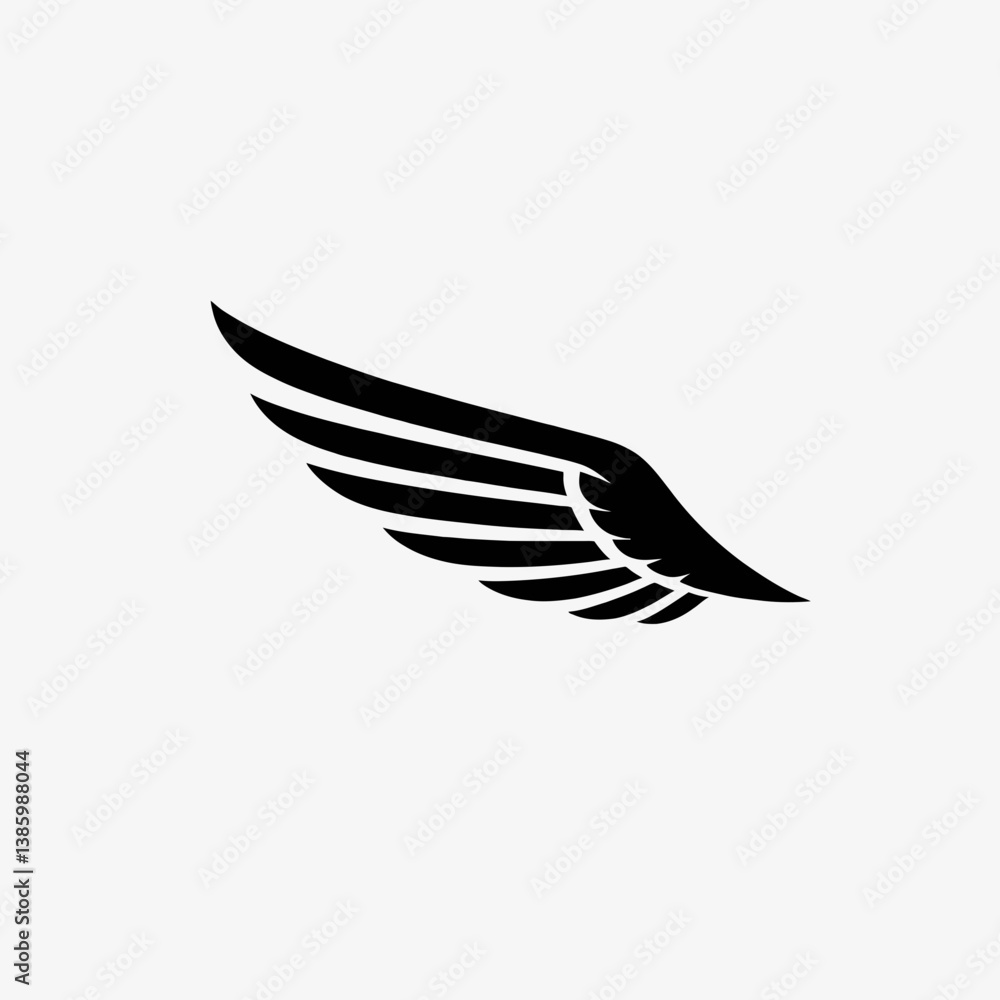Obraz premium very simple flat and single minimalist Airplane Wingtip Silhouette in black on a white background