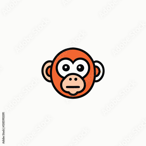 Cute monkey face silhouette Vectors minimalist head logo, Icon, element. Vector illustration
