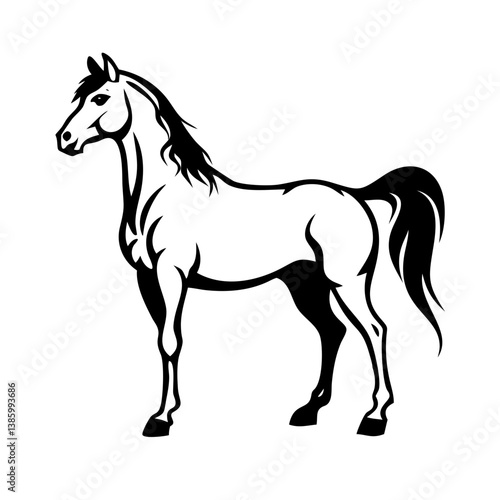 horse vector, graceful horse, elegant horse illustration, horse icon, stallion vector, running horse silhouette, horse line art, horse logo design, Arabian horse vector, prancing horse, wild horse vec