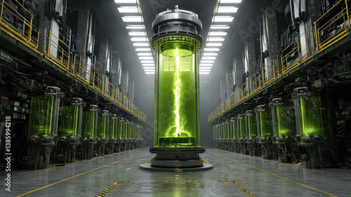 Obraz na płótnie Envisioning a clean energy future with a fusion reactor, glowing plasma, and advanced tech to showcase sustainable power potential w salonie