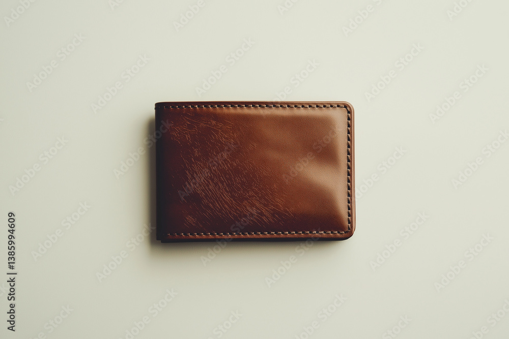 Close-up shot of a brown leather wallet with elegant texture on a neutral surface — perfect for accessories, product branding, or ecommerce listings.