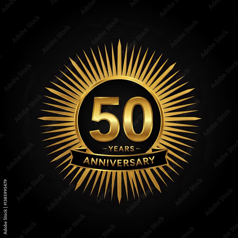 Fototapeta premium Golden anniversary celebration design for 50 years of achievement and commemoration