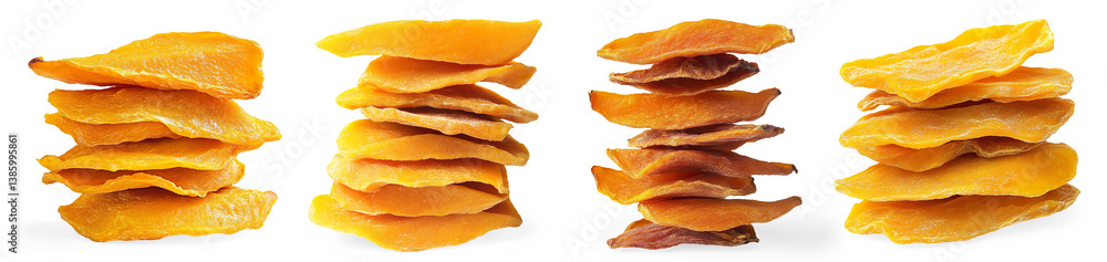Stack of Dried Mango Slices on a Transparent Background Stack of Dried Mango Slices on a Transparent Background