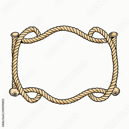 Different rope frames flat. Rope Frame Border vector Set. Vintage colourful with line art with changeable background