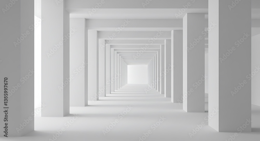 Obraz premium Endless perspective: monochromatic architectural corridor with diminishing columns