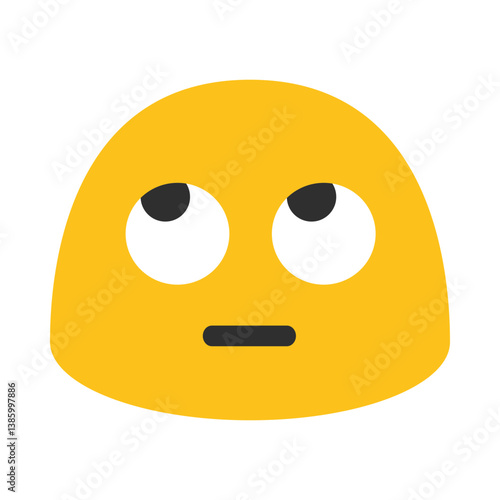 Skeptical Emoji Clipart Illustration | Cartoon Yellow Face with Upward Eyes Isolated on White Background