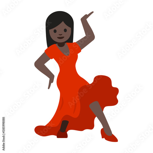 Flamenco Dancing Clipart Illustration | Dancer in Red Dress Isolated on White Background
