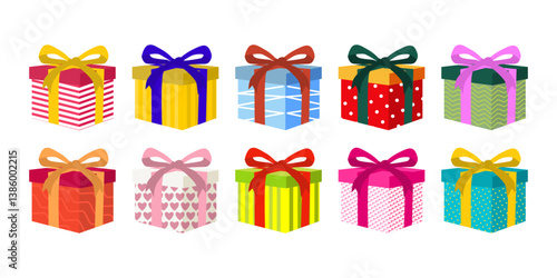 Present icon gift birthday. Gift box icon set. Flat style. Vector eps	
