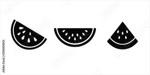 watermelon icon vector set illustration on white background. watermelon silhouette set.