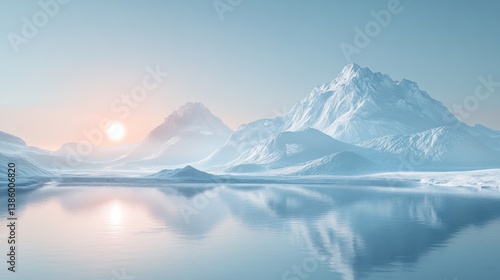 Wallpaper Mural Serene Sunset over Snowy Mountains and Tranquil Lake Torontodigital.ca