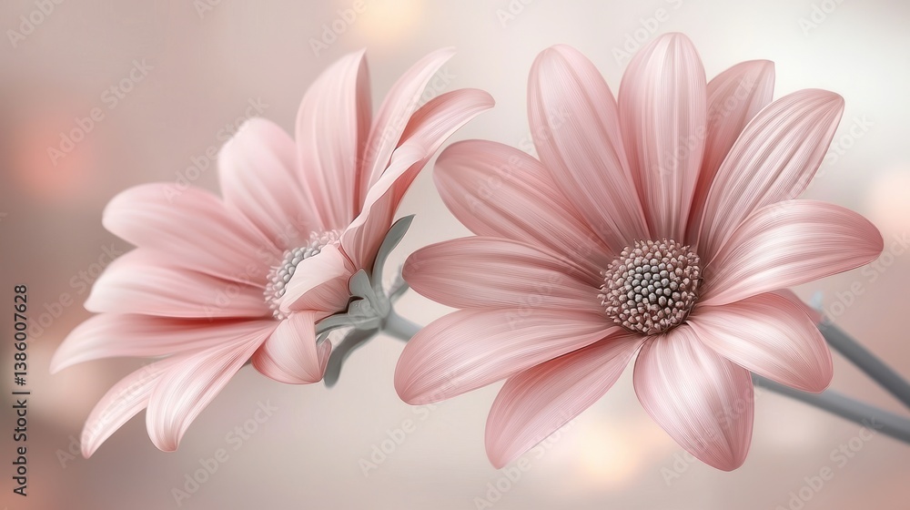 Fototapeta premium Serene Pink Flowers: A Delicate Bloom