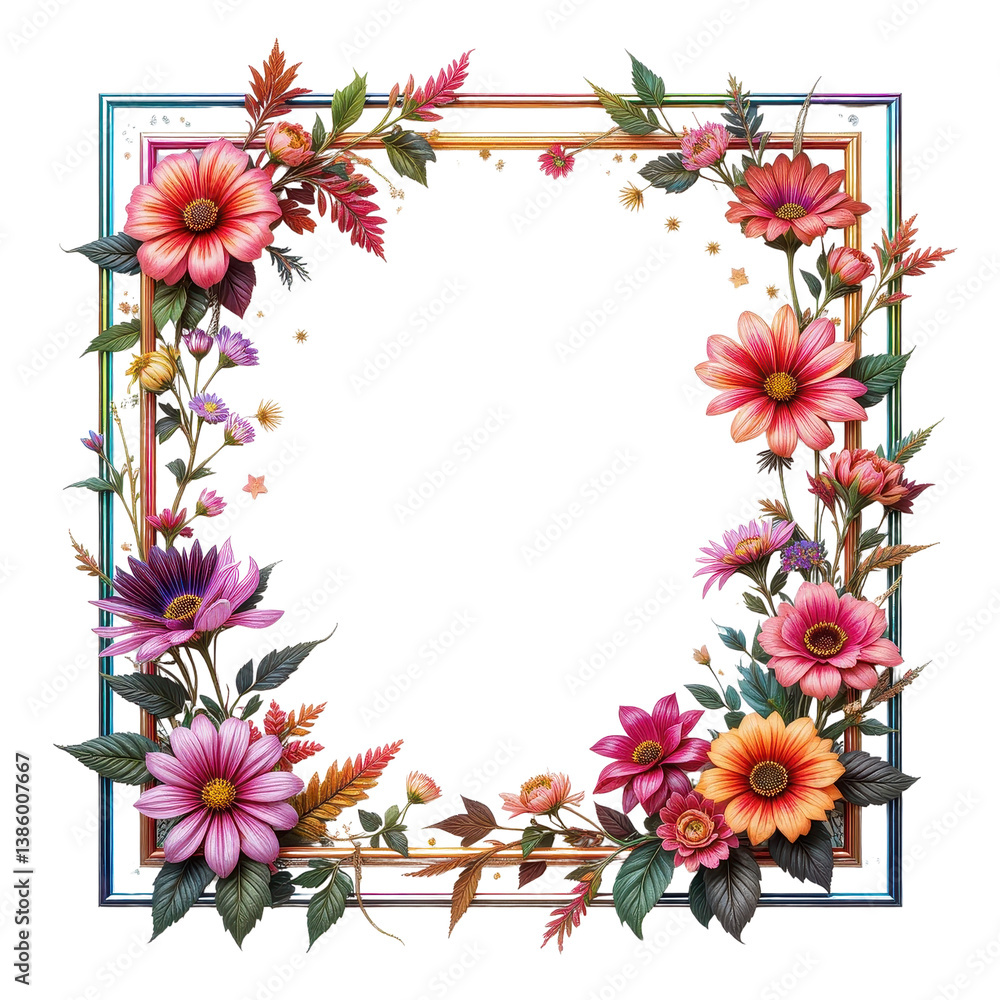 Fototapeta premium Colorful Daisy Frame with Artistic Touch