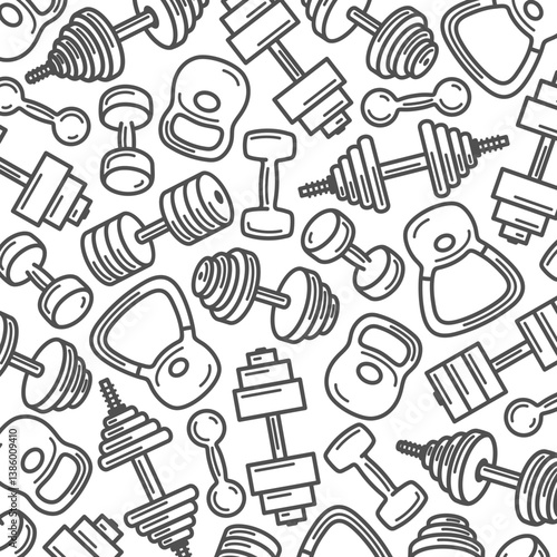 Bodybuilding background, pattern set. Collection icon bodybuilding. Vector