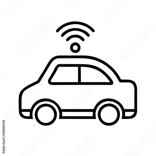 Autonomous vehicle icon smart car with wifi signal modern transport driverless technology future automobile