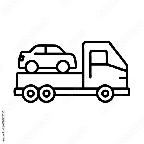 Tow truck service transporting car vector icon illustration for roadside assistance and vehicle recovery