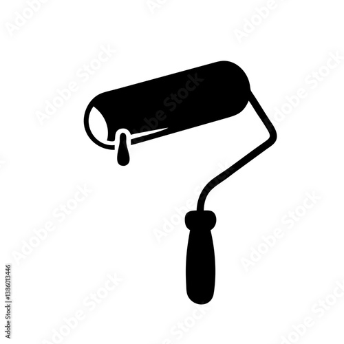 paint roller icon, paint roller silhouette vector illustration-simple silhouette illustration of paint roller, perfect for paint roller logos and icons
