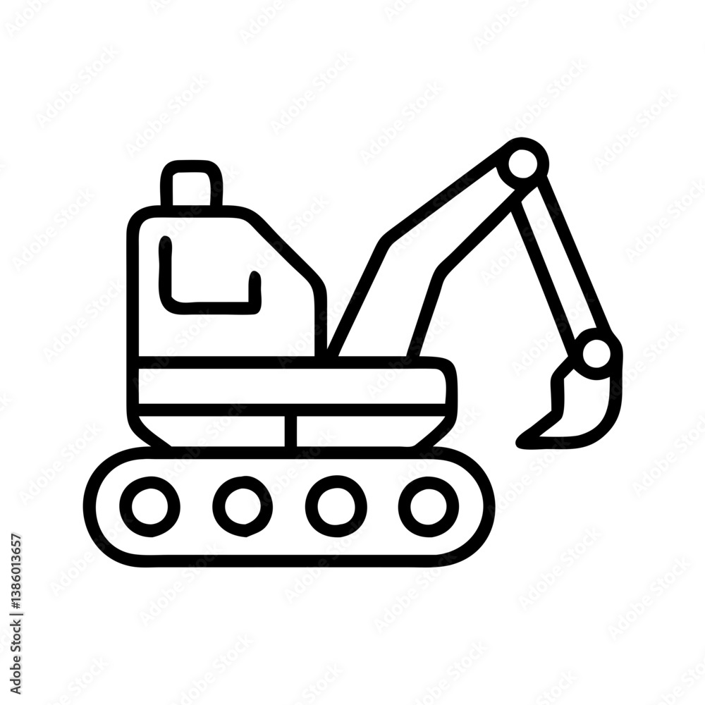Naklejka premium Excavator construction vehicle digger machine heavy equipment icon vector illustration design element