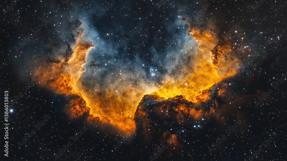 Fototapeta premium Cosmic Nebula: A Fiery Celestial Dance