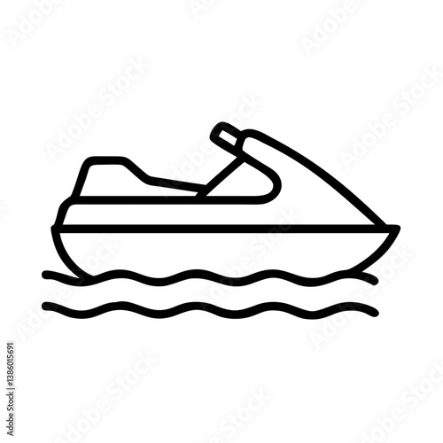 Jet ski vector illustration for water sports and recreation outline design for summer fun and boating