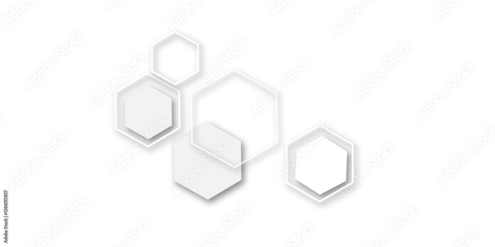 Abstract white and grey hexagon technology geometric pattern concept white background. Use for template, wallpaper, website vector illustration. Abstract white and grey hexagon technology geometric pattern concept white background. Use for template, wallpaper, website vector illustration.