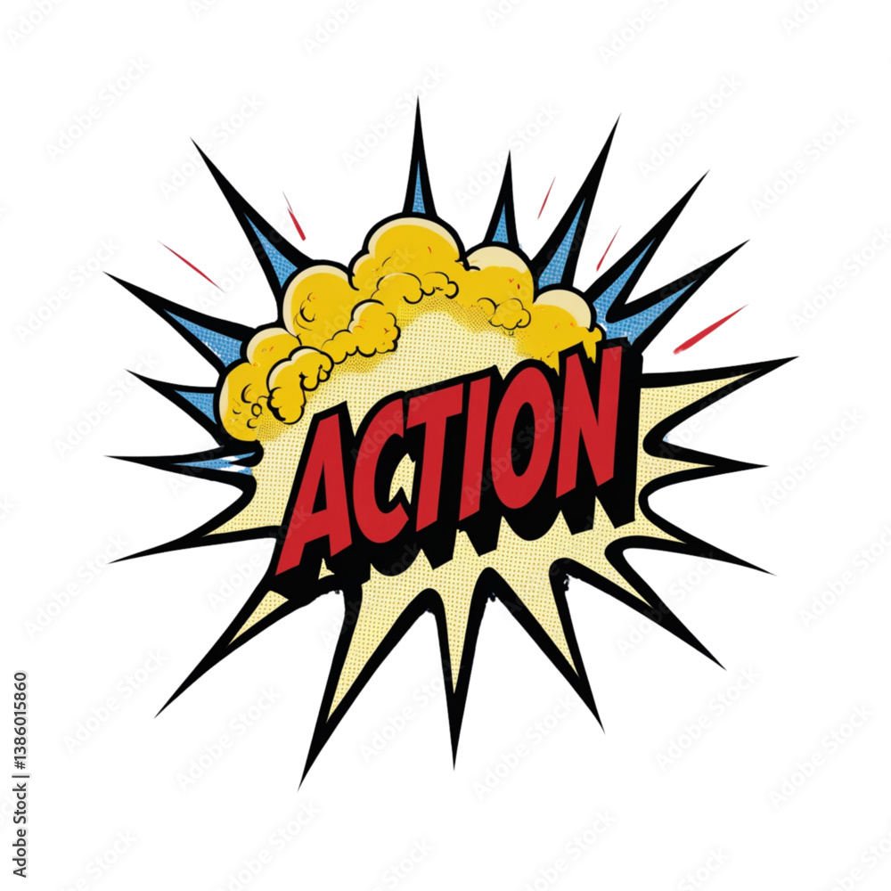 Action, comic speech bubble, pop art explosion, comic book explosion Action, comic speech bubble, pop art explosion, comic book explosion
