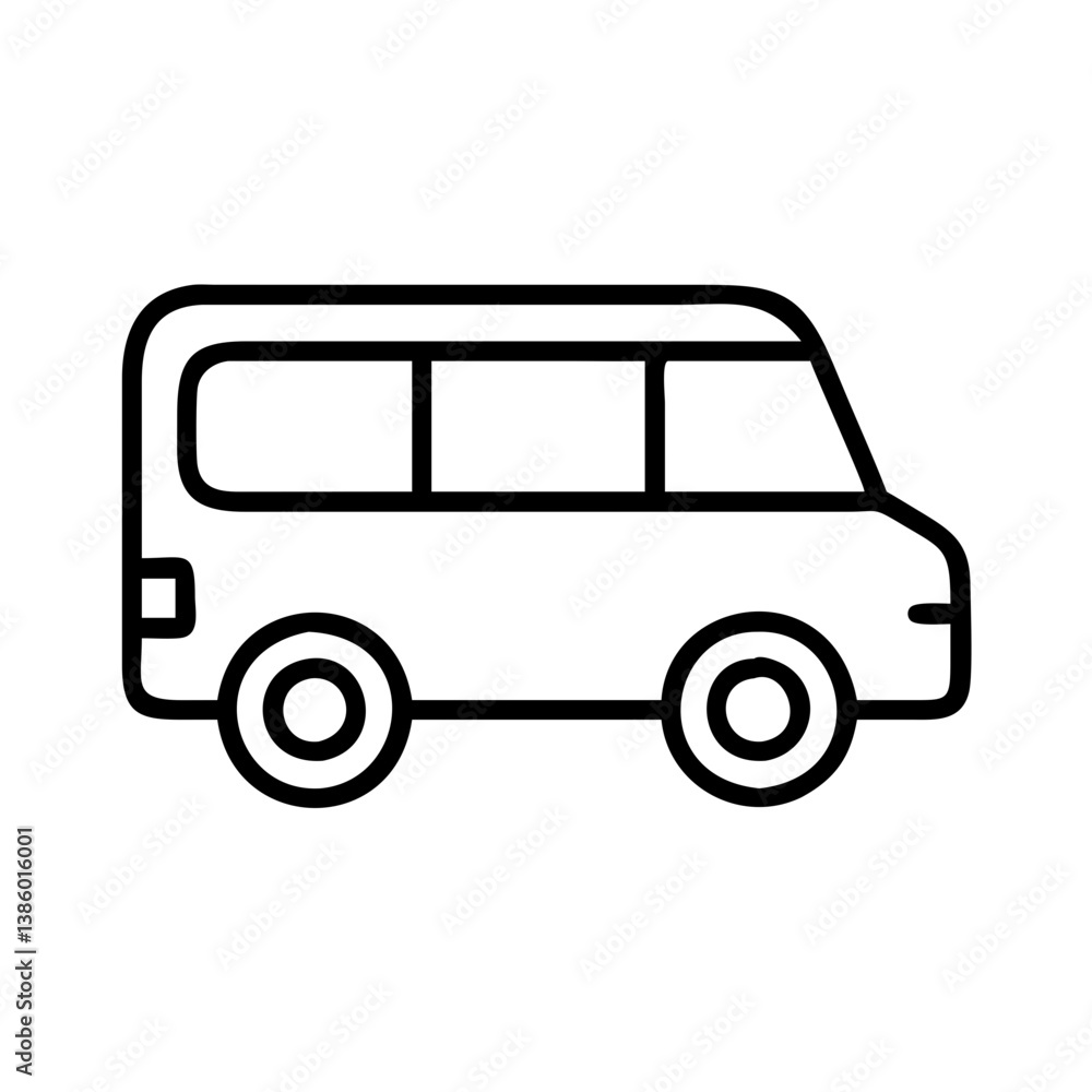 Outline drawing of a passenger van for transportation and travel related design projects and illustrations Outline drawing of a passenger van for transportation and travel related design projects and illustrations