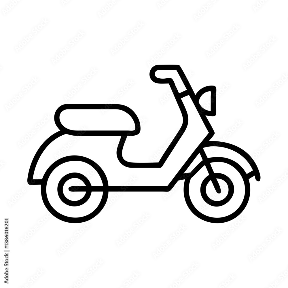 Obraz premium Outline scooter vector illustration for transportation and urban mobility design projects and scooter icon needs