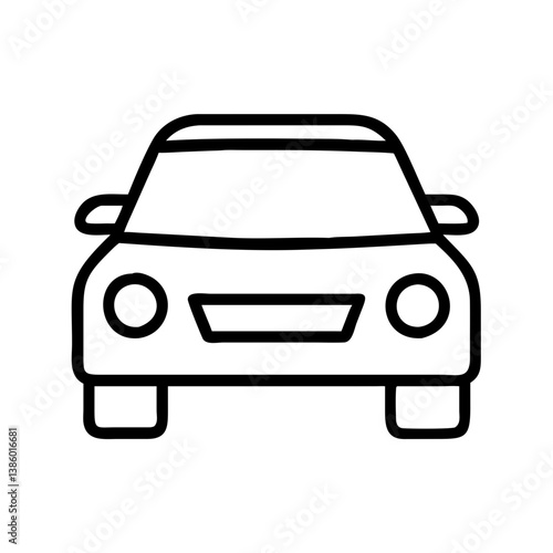 Car front view outline vector icon illustration for automobile industry and transportation design needs
