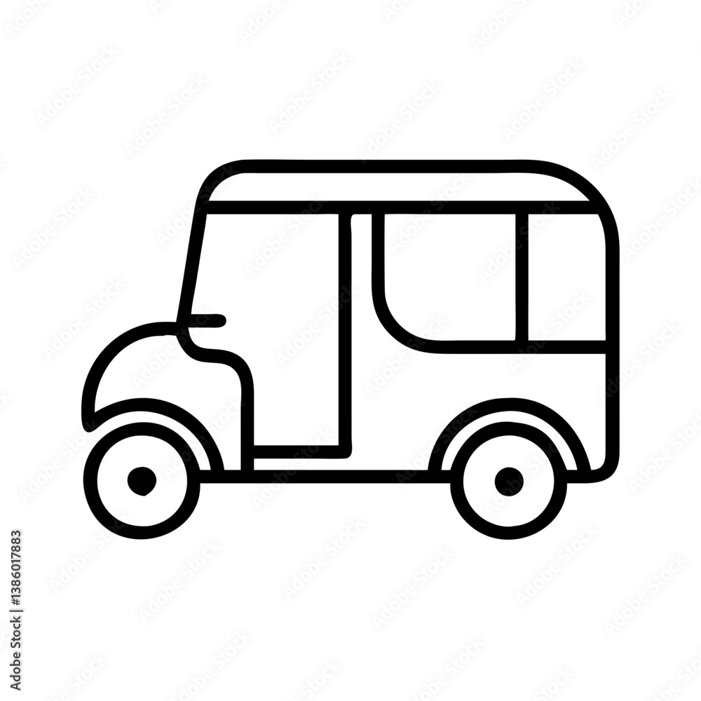 Outline vector illustration of a delivery van vehicle transport minivan cargo truck automobile design Outline vector illustration of a delivery van vehicle transport minivan cargo truck automobile design
