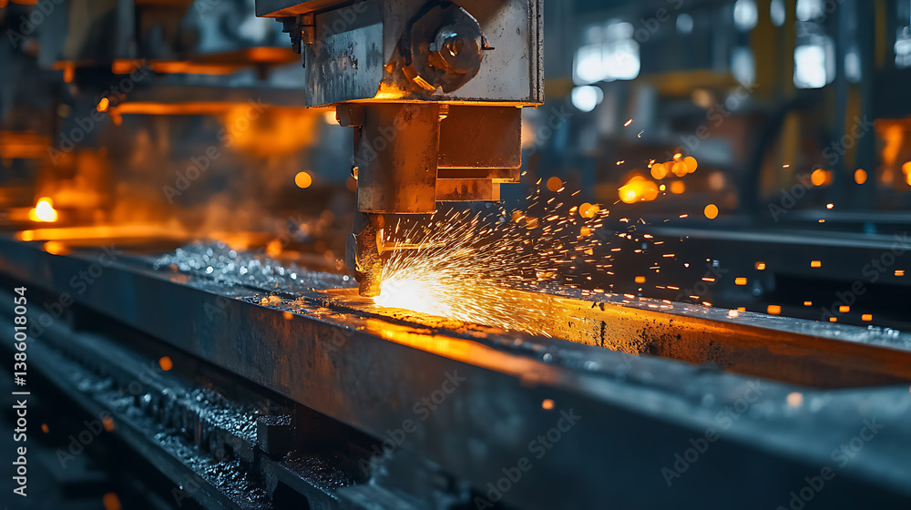 An AI powered system optimizing precision casting in metal manufacturing, factory floor with real-time data on mold design and metal pouring accuracy, Manufacturing technology style An AI powered system optimizing precision casting in metal manufacturing, factory floor with real-time data on mold design and metal pouring accuracy, Manufacturing technology style