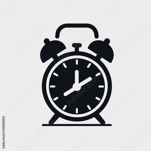 very simple flat and single minimalist Alarm Clock Bell Silhouette in black on a white background