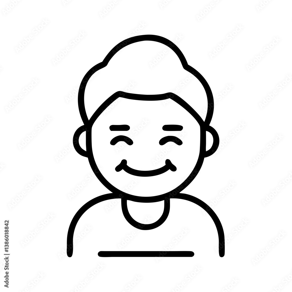 Line drawing of a smiling person with a happy expression, symbolizing joy and positivity Line drawing of a smiling person with a happy expression, symbolizing joy and positivity