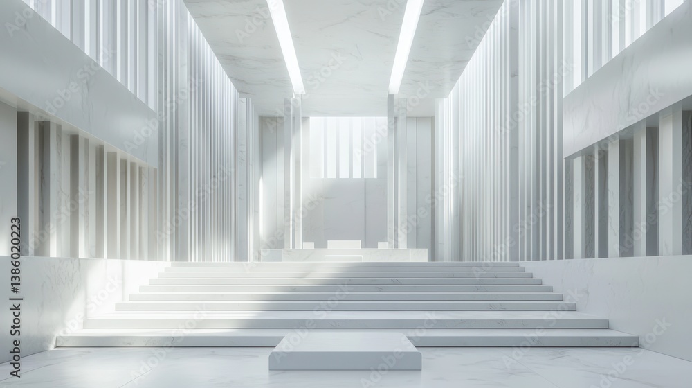 Serene White Marble Hallway: Minimalist Architecture Design Serene White Marble Hallway: Minimalist Architecture Design