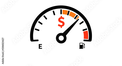 Fuel gauge with dollar sign indicating high cost
