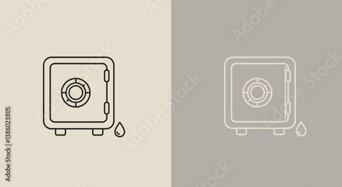 Outline of a safe with a water droplet