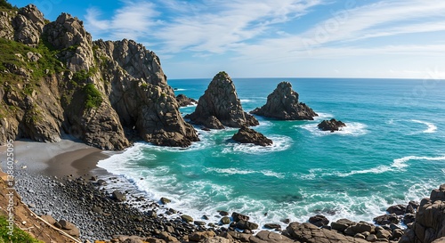 Ocean's Embrace: Coastal Majesty AI Generated