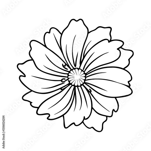 cosmos flower icon, cosmos flower line art - simple line art of cosmos flower, perfect for cosmos flower logos and icons