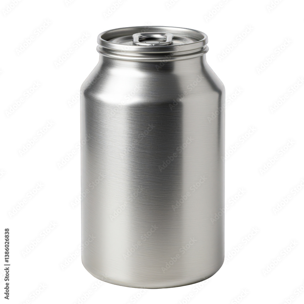 Reusable Brushed Metal Beverage Can with Lid. Reusable Brushed Metal Beverage Can with Lid.