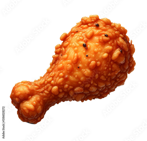 fried chicken leg isolated on white background