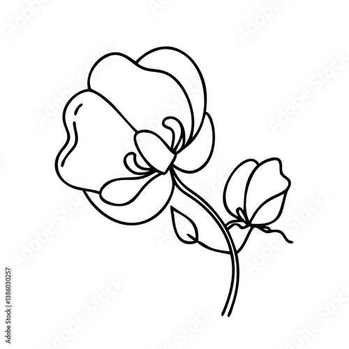 sweet pea flower icon, sweet pea flower line art - simple line art of sweet pea flower, perfect for sweet pea flower logos and icons
