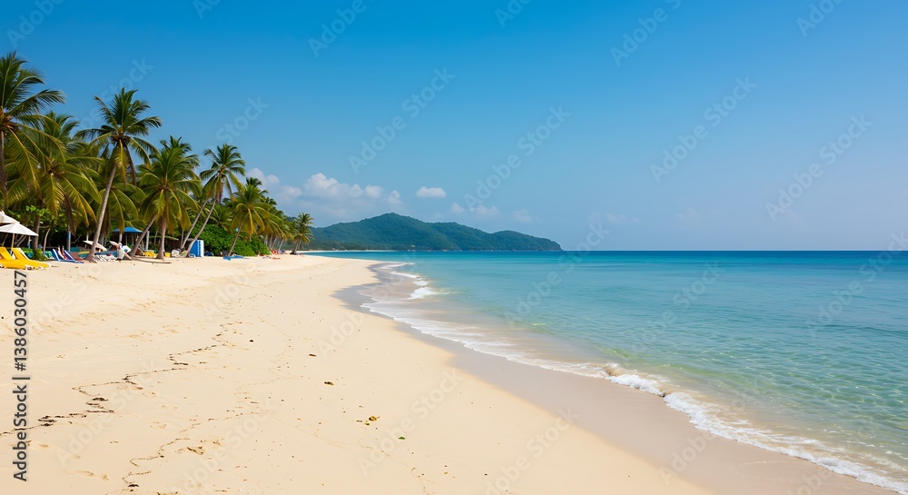 Fototapeta premium Azure Embrace: Tropical Dawn AI Generated