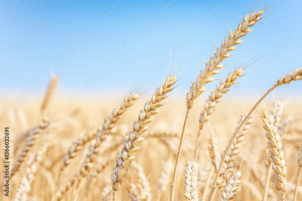 Obraz premium close-up image of wheat stalks in field minimalistic with abundant copy space captures essence of shavuot