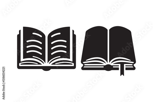 Book Silhouette vector, Isolated on white Background