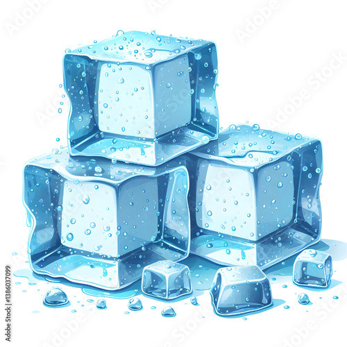 Light blue ice cubes.only in vector file isolated on white background