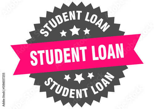 student loan. student loan round pink label isolated on transparent background